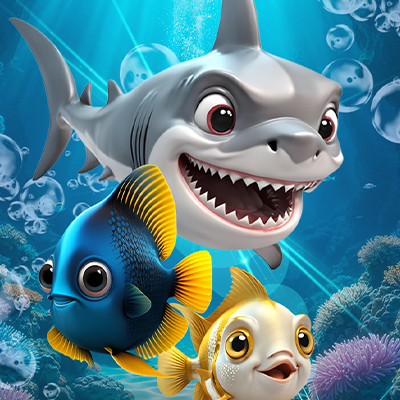 VWorld fishing games Malaysia with shark and colourful fish in an underwater arcade scene