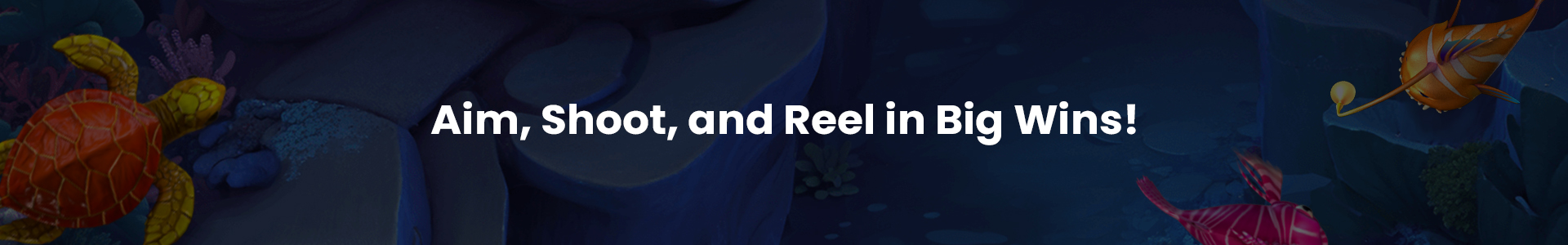 VWorld fishing game tips banner with underwater sea creatures and arcade-style action